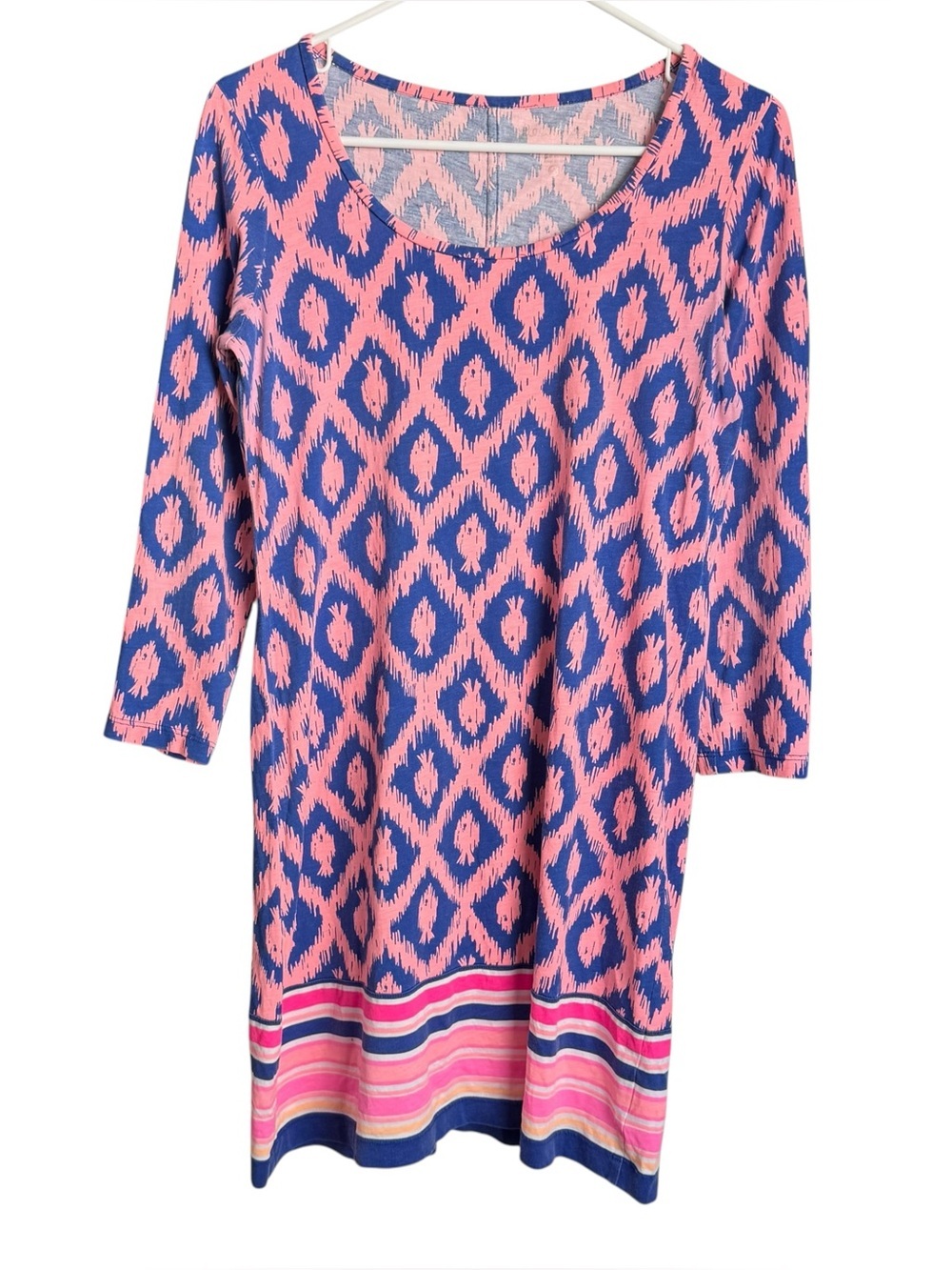 Lilly Pulitzer Beacon T-Shirt Shift Mini Dress Size Small Fish Pink Blue